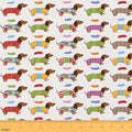 Cartoon Dachshund Fabric by The Yard,Colorful Grid Plaid Soft Polyester No Stretch Fabric,Lovely Dogs Puppies Decorative Fabrics,Green White Crafts & Sewing Supplies,2 Yards,72" L x 59" W