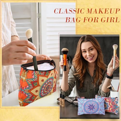 Eccliy 20 Pcs Mandala Canvas Makeup Bag Bulk, Indian Return Gifts for Women