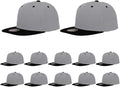 ZH Plain Flat Brim Snapback Baseball Caps Adjustable Blank Baseball Caps Wholesale 12 Pack