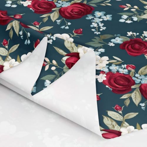 Rose Fabric By The Yard Chic Floral Upholstery Fabric Rose Flower Romantic Decorative Fabric Valentine Theme Indoor Outdoor Fabric DIY Craft Patchwork Upholstery and Home Accents, 1 Yard, Red