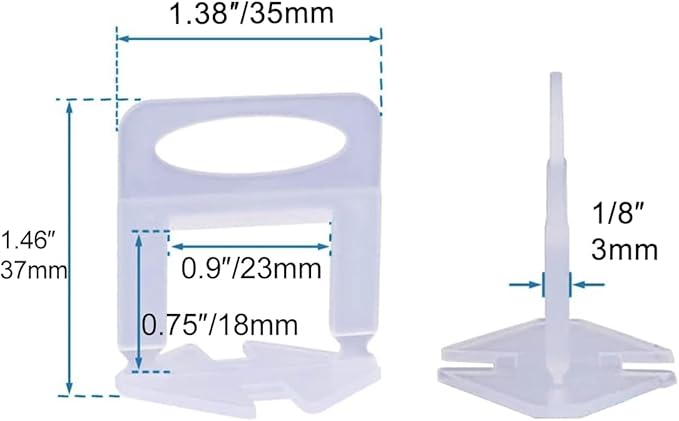 Tile Leveling System Clips 1/8" 2000 Piece 3.0mm Tile Leveler Clips DIY Tile - Image 2