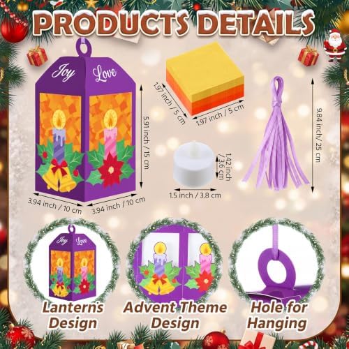 Simgoing 12 Sets Christmas Advent Crafts Advent Paper Lantern Crafts