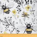 Castle Fairy Cartoon Bee Fabric by The Yard Branch Leaf Flower Fabric Soft Polyester No Stretch Country Rustic Craft Patchwork Decor for Quilting Sewing 10 Yard,360" Lx59 W White Black Yellow