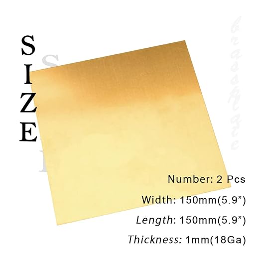 18 Gauge Brass Sheet，H62 Brass Plates Metal 0.039" Thickness x 5.9" Width x - Image 2