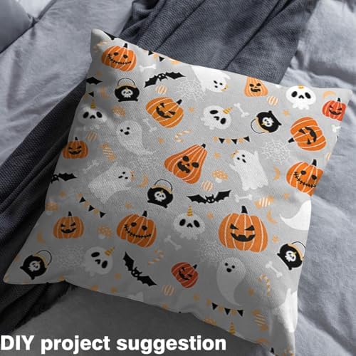 jejeloiu Happy Halloween Fabric by The Yard Pumpkin Upholstery Fabric Funny Ghost Printed Waterproof Indoor Outdoor Decor for DIY Sewing Craft Projects 2 Yards