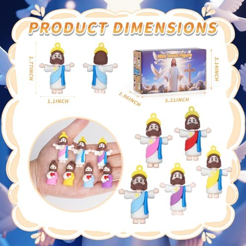 Little Jesus Figures to Symbolize Jesus Loves You, 60 Pcs Mini Jesus Figurines in Bulk for Hide and Seek Religious Party Favors Sunday School Baptism Gifts