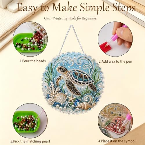 AIBOERL Pearl Diamond Art Kits for Adults, Acrylic Hanging Suncatcher