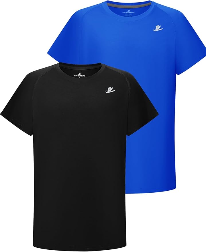 DEVOROPA Youth Boys Compression Shirt Long/Short Sleeve Football Baseball Undershirt Quick Dry Kids Sports Baselayer Crewneck