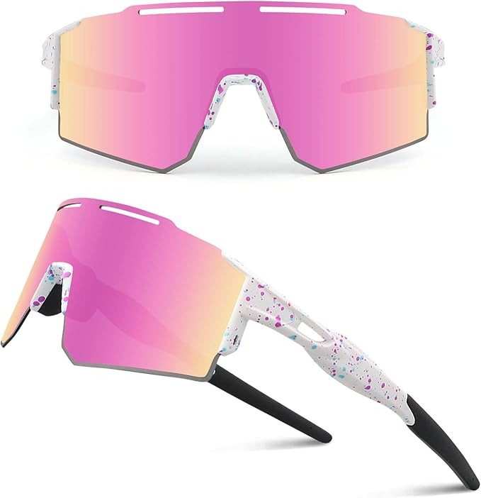 Ukoly Cycling Sunglasses for Men Women with 3 Interchangeable Lenses, Polarized Sports Sunglasses, Baseball Sunglasses