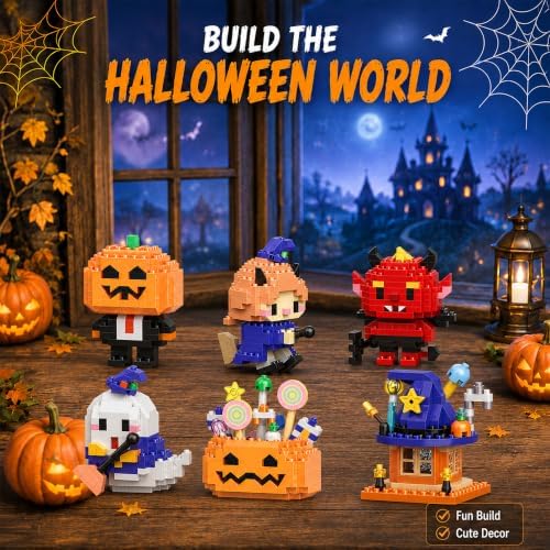 Halloween Advent Calendar 6 Days, Mini Building Blocks Set with Figures