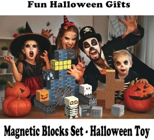 Halloween Themed Magnetic Blocks Skeleton Toy Spooky Town Building Toys