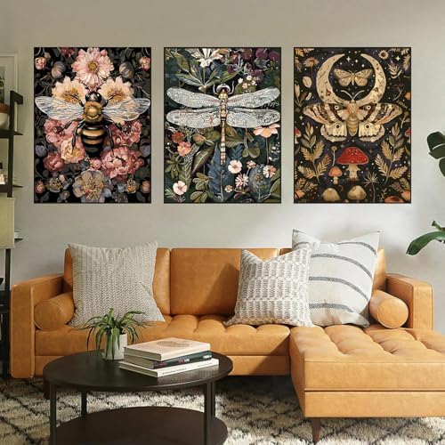 GOUOYANA 3 Dragonfly Insect Paint By Numbers Kit for Adults Acrylic Canvas