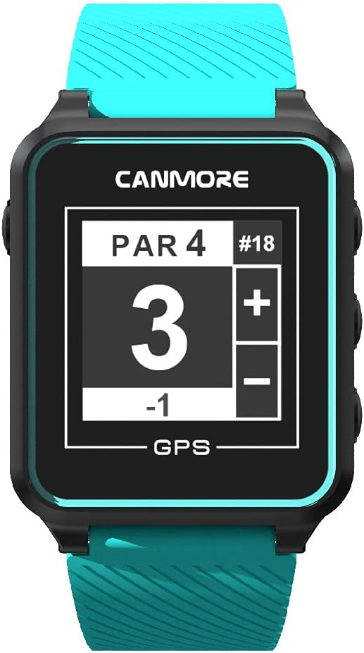 CANMORE TW353 Golf GPS Watch for Men and Women, High Contrast LCD Display, Free Update Over 41,000 Preloaded Courses Worldwide, Lightweight Essential Golf Accessory for Golfers, Turquoise/Gray