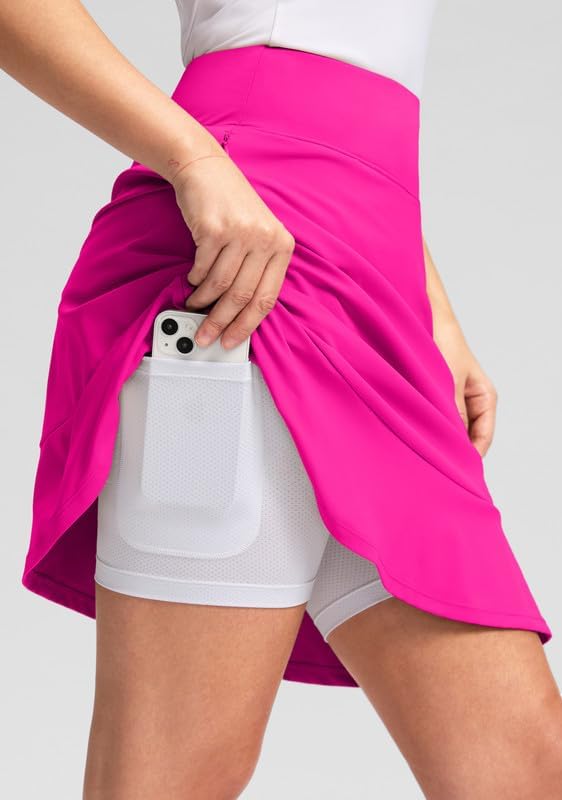 Viodia 20" Knee Length Skorts Skirts for Women with Pockets High Waisted Athletic Tennis Golf Skort for Casual Summer