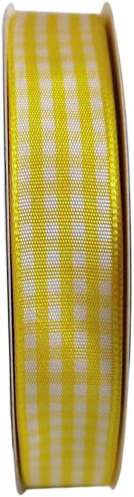 Yellow Gingham Plaid Checked Ribbon 25 Yards Each Roll 100% Polyester - Image 3