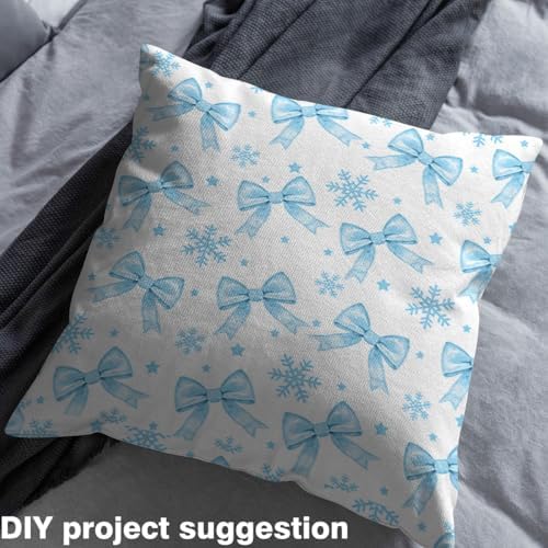 JEJELOIU Cute Bow Fabric by The Yard Xmas Snowflake Upholstery Fabric for Chairs Merry Christmas Waterproof Indoor Outdoor Decor for DIY Sewing Craft Projects 5 Yards