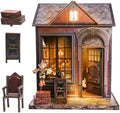 Magic Cabin Miniature Dollhouse with LED Lights, Vintage Furniture & Decor – Handcrafted Fantasy Shop Display for Home Decor, Collectibles & Gifts