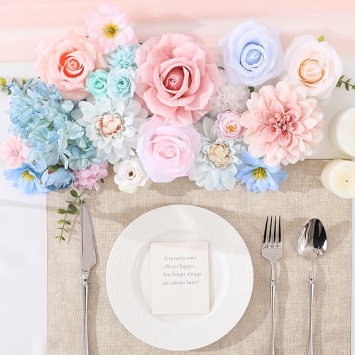 Floweroyal Artificial Flowers Fake Rose Flowers Dahlia with Stems for DIY Wedding Bridal Bouquets, Baby Shower, Floral Arrangement, Table Centerpieces, Home Decorations