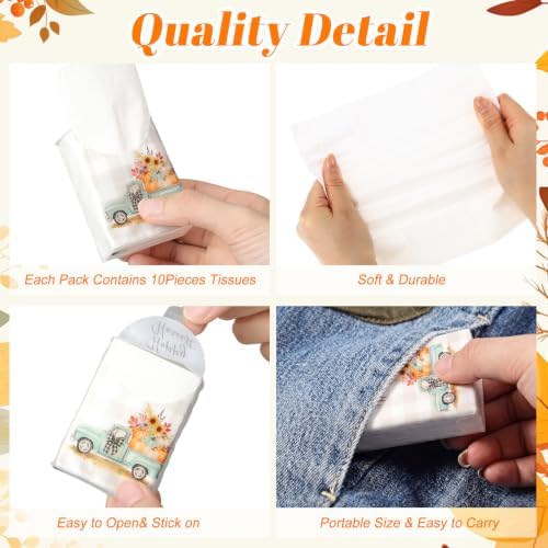 Outus 50 Pack Fall Pumpkin Travle Size Pocket Tissues, Goodie Bag Gifts
