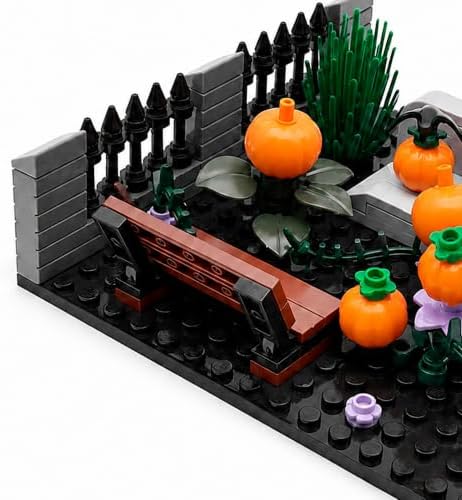Halloween Graveyard Pumpkin Building Blocks Set, 140 PCS Garden Scene