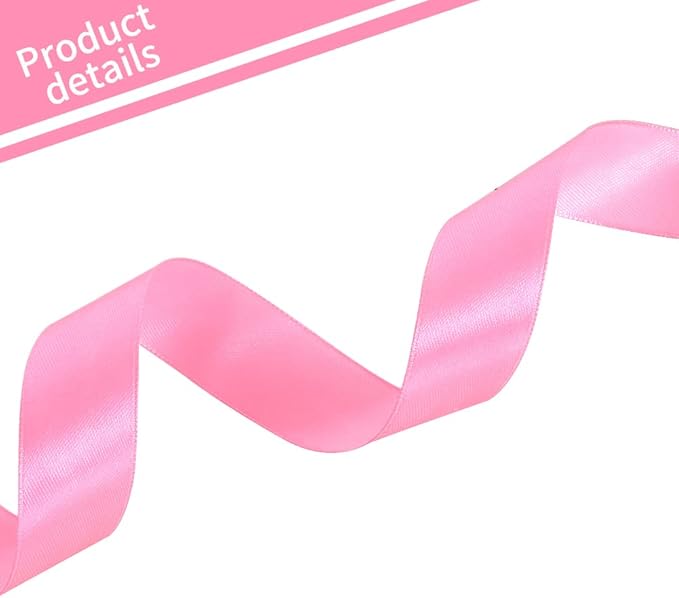 TONIFUL 1 Inch x 100yds Pink Satin Ribbon, Thin Solid Color Satin Ribbon - Image 3