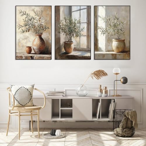 Axquilon 3 Packs Olive Tree Framed Paint by Numbers Kit for Adults 8x10 in