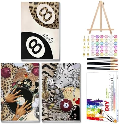 Mandun Leopard Paint by Numbers Kit for Adults, 3 Pack, 7.8x11.8 inch