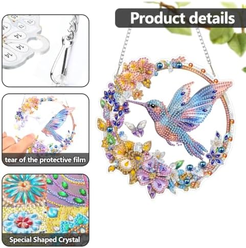 AIBOERL Diamond Art Kits for Adults,Hummingbird Acrylic Hanging Suncatcher