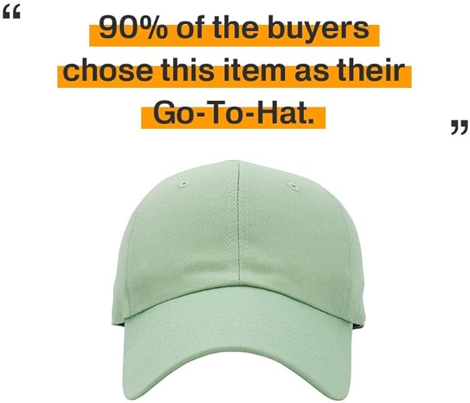 KBETHOS Classic Unisex Cotton Adjustable Low Crown Baseball Cap – Plain Dad Hat