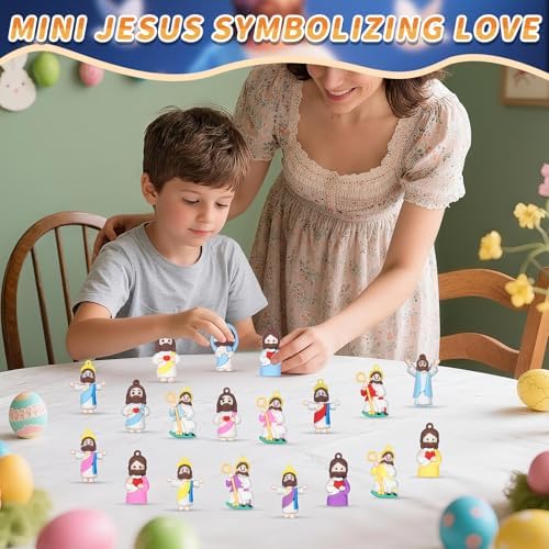Little Jesus Figures to Symbolize Jesus Loves You, 60 Pcs Mini Jesus Figurines in Bulk for Hide and Seek Religious Party Favors Sunday School Baptism Gifts