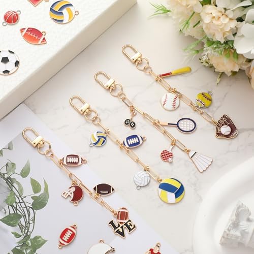 Tondiamo 266 Pcs Football Keychain Making Kit Gold DIY Keychain Craft Gift