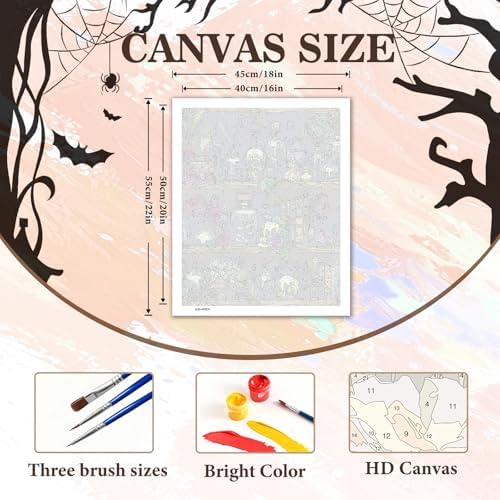 PHANTASYART Gothic Bookshelf Paint by Numbers Kit for Adults 16x20inch