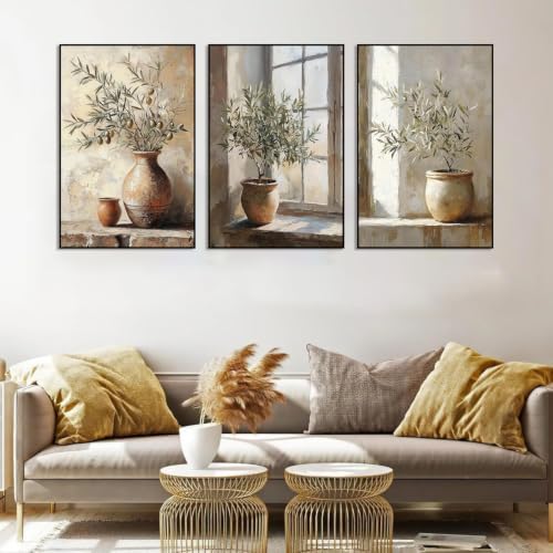 Axquilon 3 Packs Olive Tree Framed Paint by Numbers Kit for Adults 8x10 in