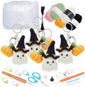 ORIGACH 4 Pcs Halloween Ghost and Mini Pumpkin Crochet Kit for Beginners, DIY Crochet Kit for Adults, Complete Crochet Keychain Set with Step by Step Video Tutorial for Halloween Parties Gatherings