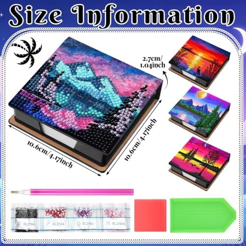 Saillong 4 Pcs Starry Sky Diamond Painting Note Box Kit Sticky Note Holders