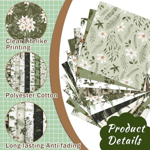 Hahafelt 10pcs 18"x22" Watercolor Forest Fat Quarter Christmas Tree Fabric