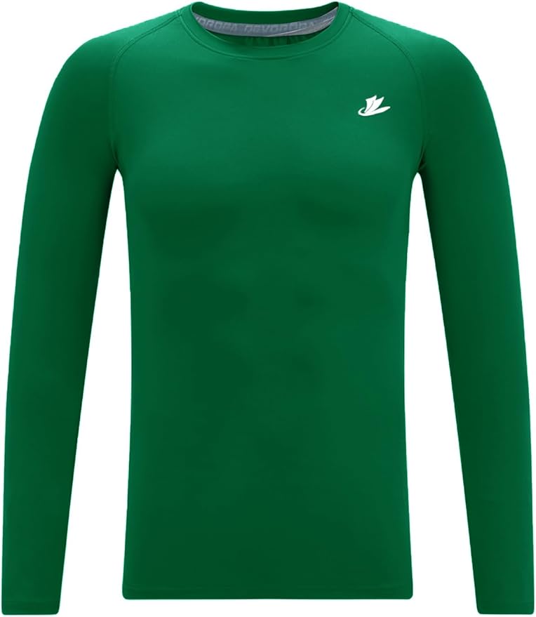 DEVOROPA Youth Boys Compression Shirt Long/Short Sleeve Football Baseball Undershirt Quick Dry Kids Sports Baselayer Crewneck