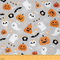 jejeloiu Happy Halloween Fabric by The Yard Pumpkin Upholstery Fabric Funny Ghost Printed Waterproof Indoor Outdoor Decor for DIY Sewing Craft Projects 2 Yards
