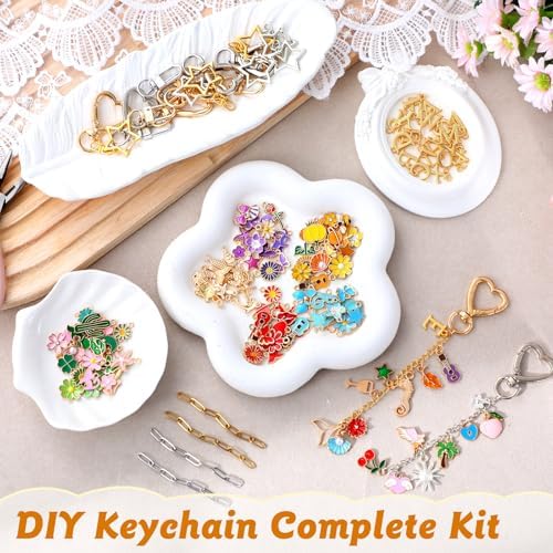 Highergo 922 Pcs Colorful Charms Lip Gloss Keychain Making Kit DIY Craft