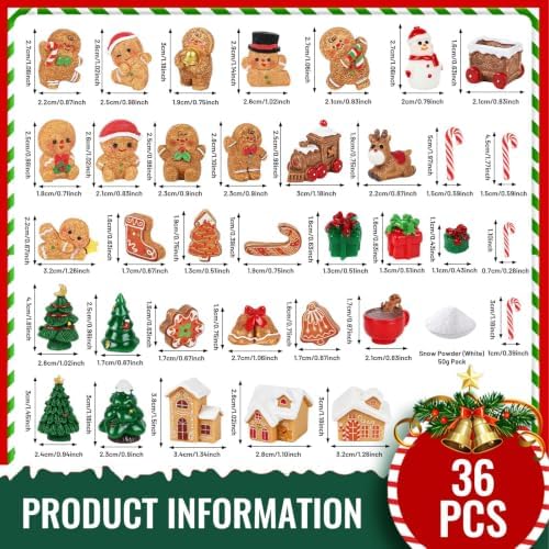 36 PCS Christmas Gingerbread Mini Figurines Tiny Resin Miniature Decoration