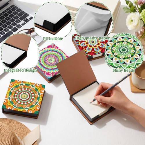 Saillong 4 Pcs Diamond Painting Note Box Kit Sticky Note Holders