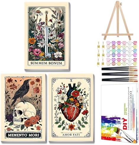 Mandun Tarot Paint by Numbers Kit for Adults, 3 Pack, 7.8x11.8 inch