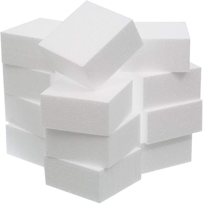Crafare 4X4X2 Inch Craft Foam Blocks 12 Pack Polystyrene Foam Square Blocks by Crafare