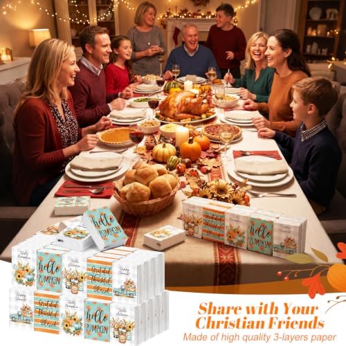 Outus 50 Pack Fall Pumpkin Travle Size Pocket Tissues, Goodie Bag Gifts