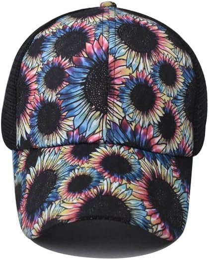 Criss Cross Hat Washed Distressed Baseball Cap Ponytail Hat High Messy Bun Ponycap for Women