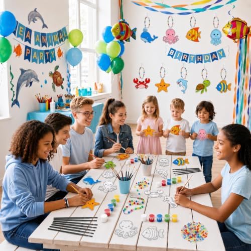 Dunzoom 30 Set Under the Sea Suncatcher Craft Kit Paint Summer 10 Designs
