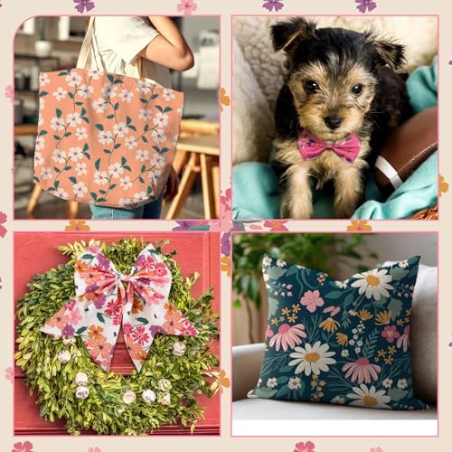 Hahafelt 10 Pcs Fall Vintage Floral Quilting Fabric Bundles 20 x 20 Inch