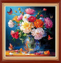 Joyhoor Stamped Cross Stitch Kits for Beginners Needlepoint Kits for Adults Embroidery Kits 11CT Counted Cross Stitch Kits Printed Embroidery Pattern- Colorful Flowers Butterflies 18x18 inch