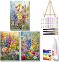 Mandun Wild Flowers Paint by Numbers Kit for Adults, 3 Pack, 7.8x11.8 inch
