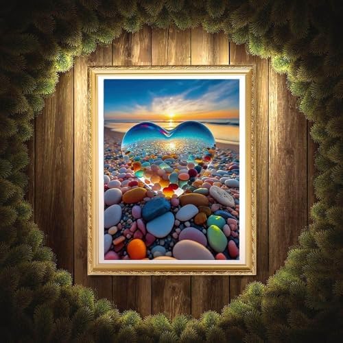 MIRCVSH Love Stone Paint by Numbers for Adults with Framed Canvas-with Wooden Easel,Paint by Number on Canvas,DIY Acrylic Oil Painting Kits with Brushes Nice Gift Box for Home Wall Decor(12x16 Inch)
